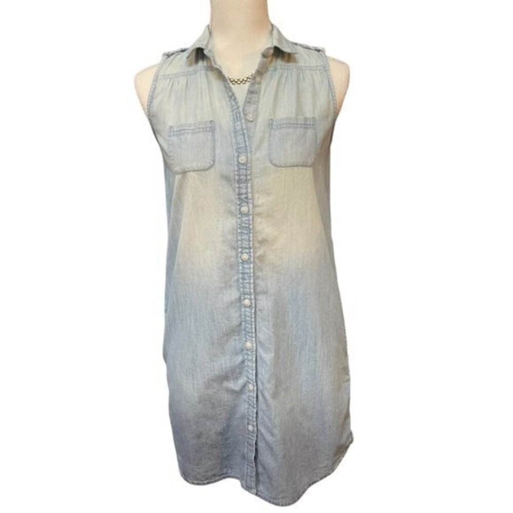 American Eagle Women's Denim Chambray Sleeveless Tunic Top Dress Size XS